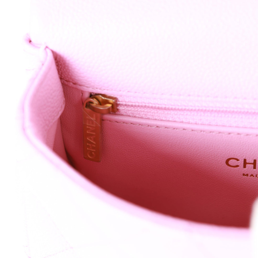 Top Quality Chanel Sweetheart Mini Square Flap Bag Pink Caviar Antique Gold Hardware