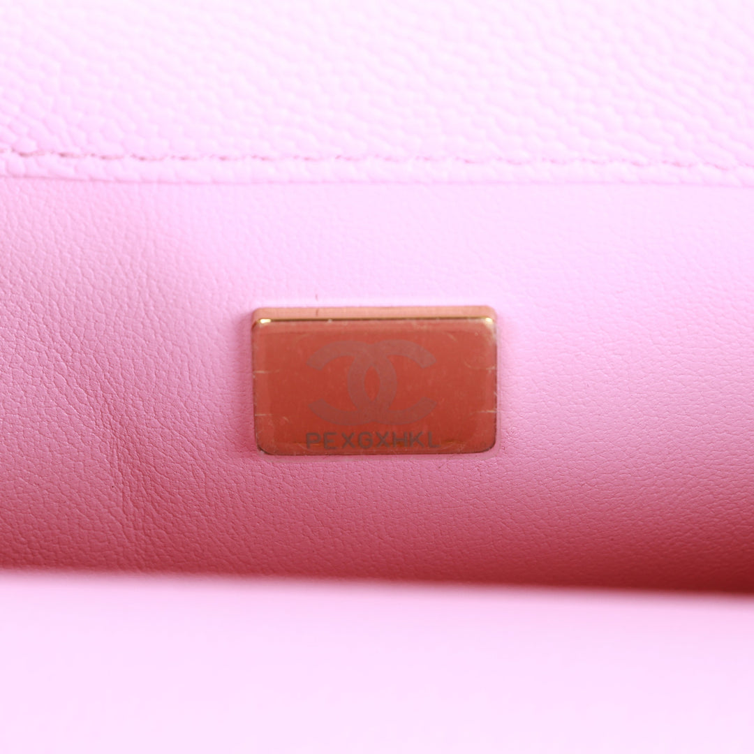 Top Quality Chanel Sweetheart Mini Square Flap Bag Pink Caviar Antique Gold Hardware