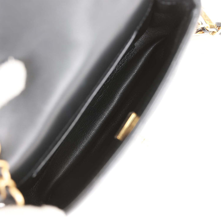 Top Quality Chanel Mini Rectangular Heart Flap Bag Black Lambskin Aged Gold Hardware