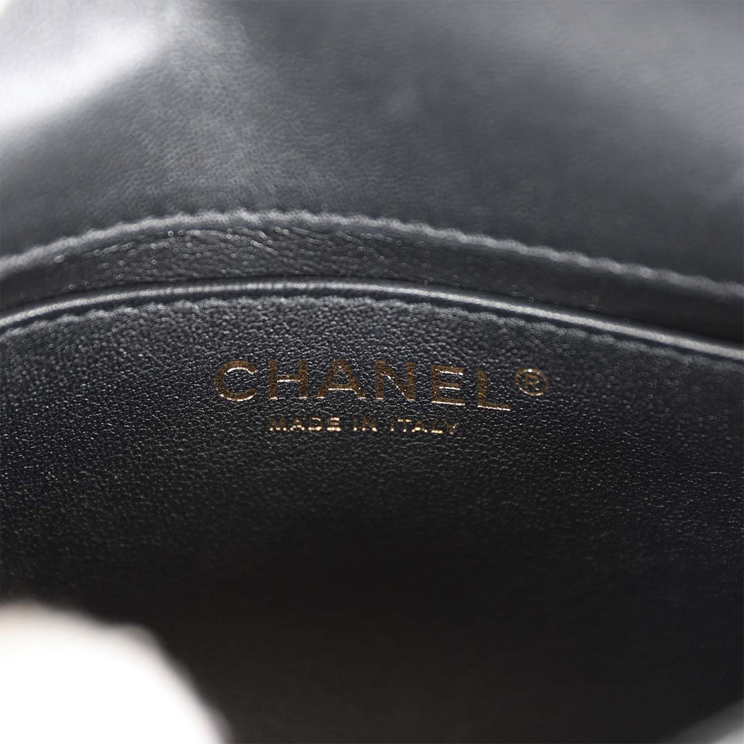Top Quality Chanel Mini Rectangular Heart Flap Bag Black Lambskin Aged Gold Hardware