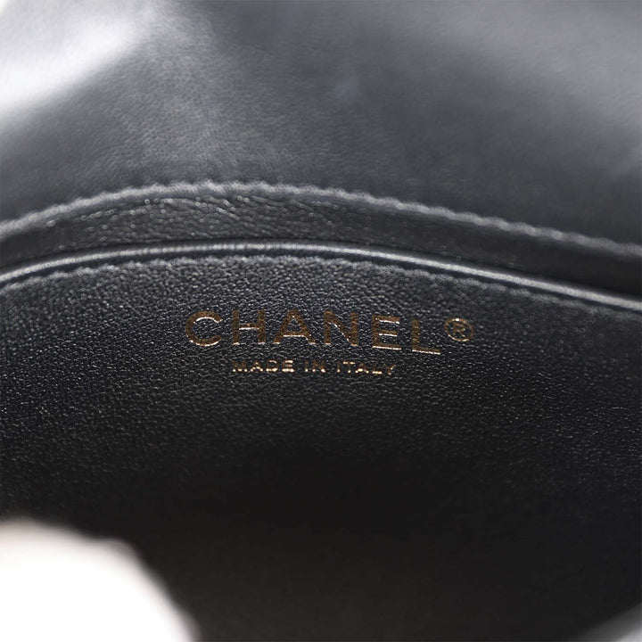 Top Quality Chanel Mini Rectangular Heart Flap Bag Black Lambskin Aged Gold Hardware