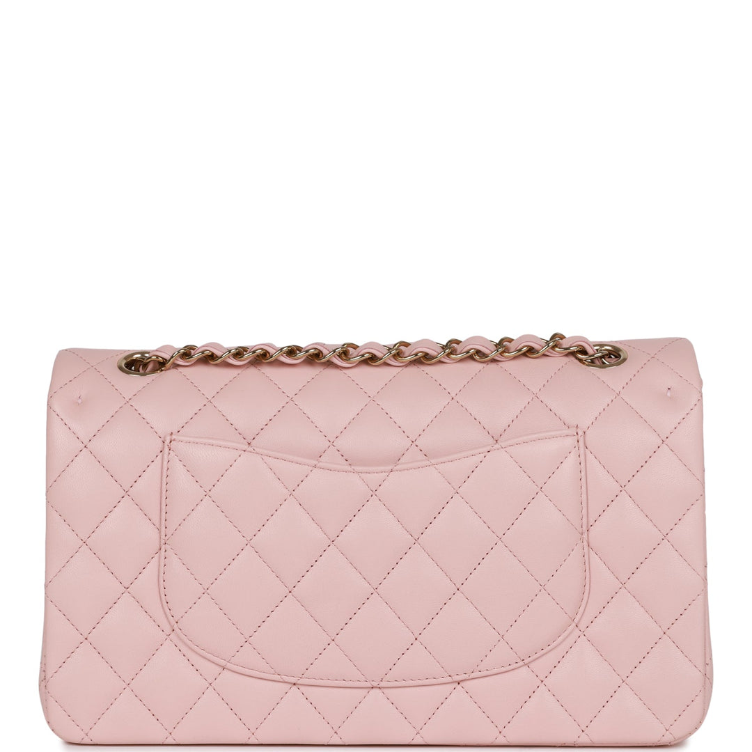 Top Quality Chanel Medium Classic Double Flap Bag Light Pink Lambskin Light Gold Hardware