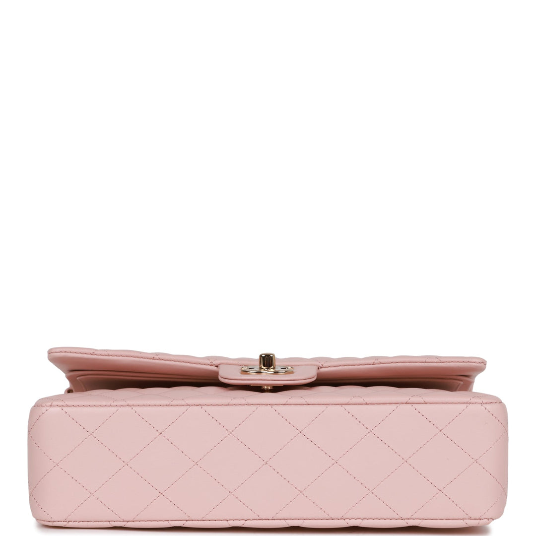 Top Quality Chanel Medium Classic Double Flap Bag Light Pink Lambskin Light Gold Hardware