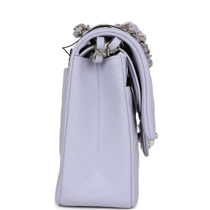 Top Quality Chanel Medium Classic Double Flap Light Purple Caviar Silver Hardware