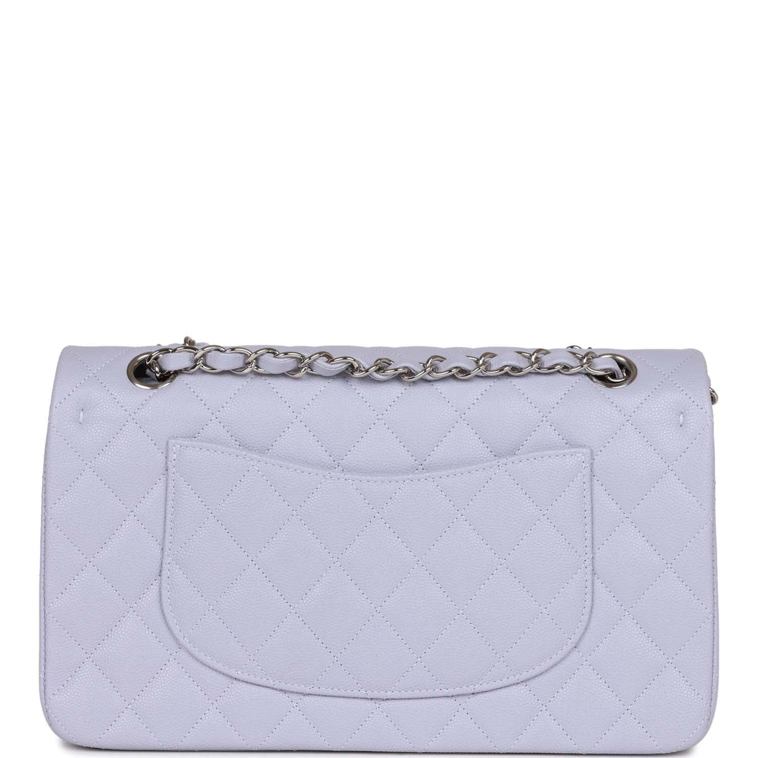 Top Quality Chanel Medium Classic Double Flap Light Purple Caviar Silver Hardware