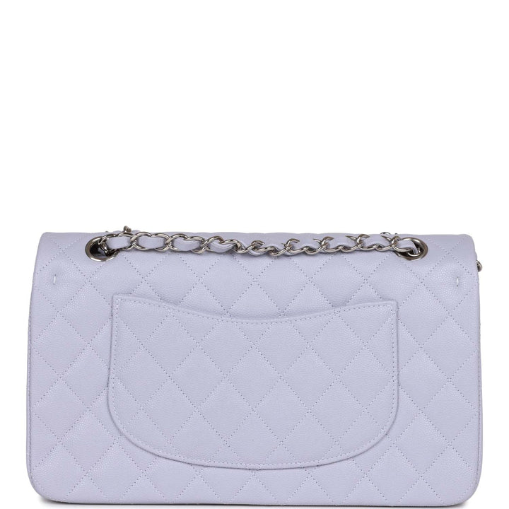 Top Quality Chanel Medium Classic Double Flap Light Purple Caviar Silver Hardware