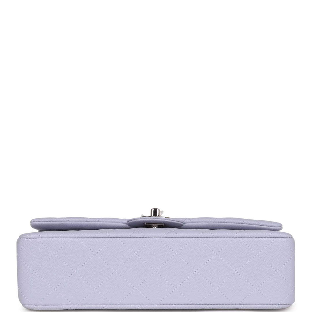 Top Quality Chanel Medium Classic Double Flap Light Purple Caviar Silver Hardware