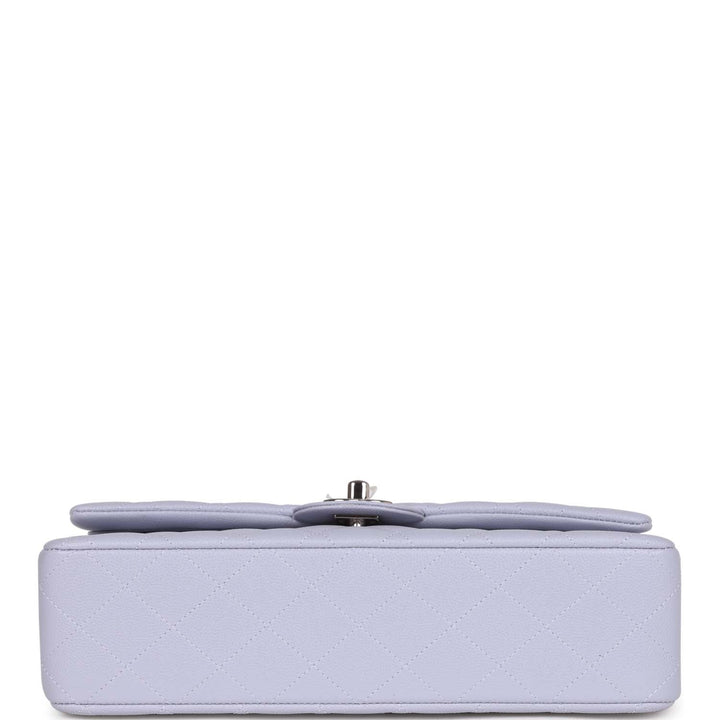 Top Quality Chanel Medium Classic Double Flap Light Purple Caviar Silver Hardware