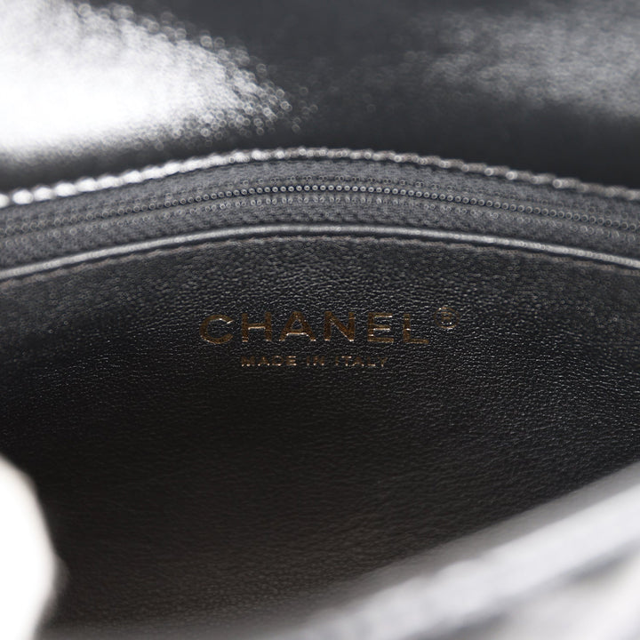 Top Quality Chanel Mini Rectangular Flap with Top Handle Black Lambskin Gold Hardware