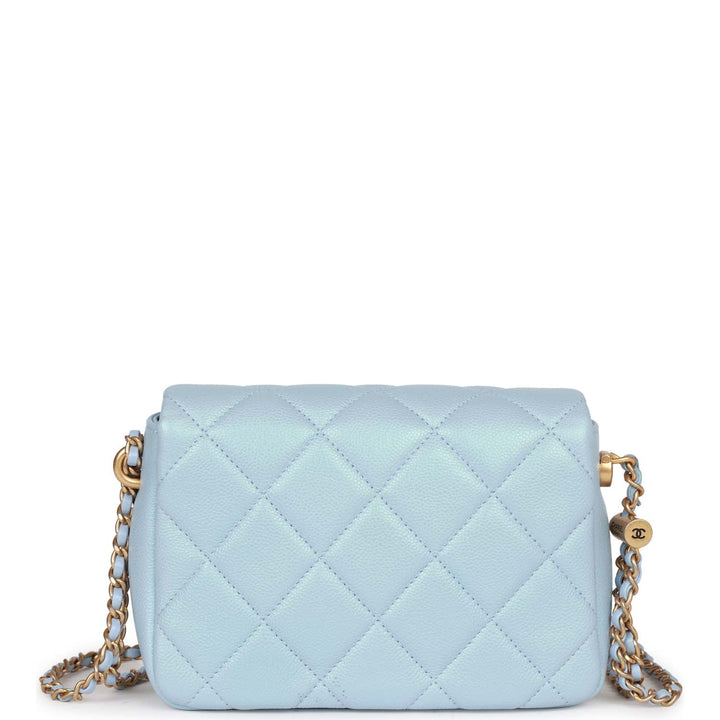 Top Quality Chanel My Perfect Mini Flap Bag Blue Iridescent Caviar Antique Gold Hardware