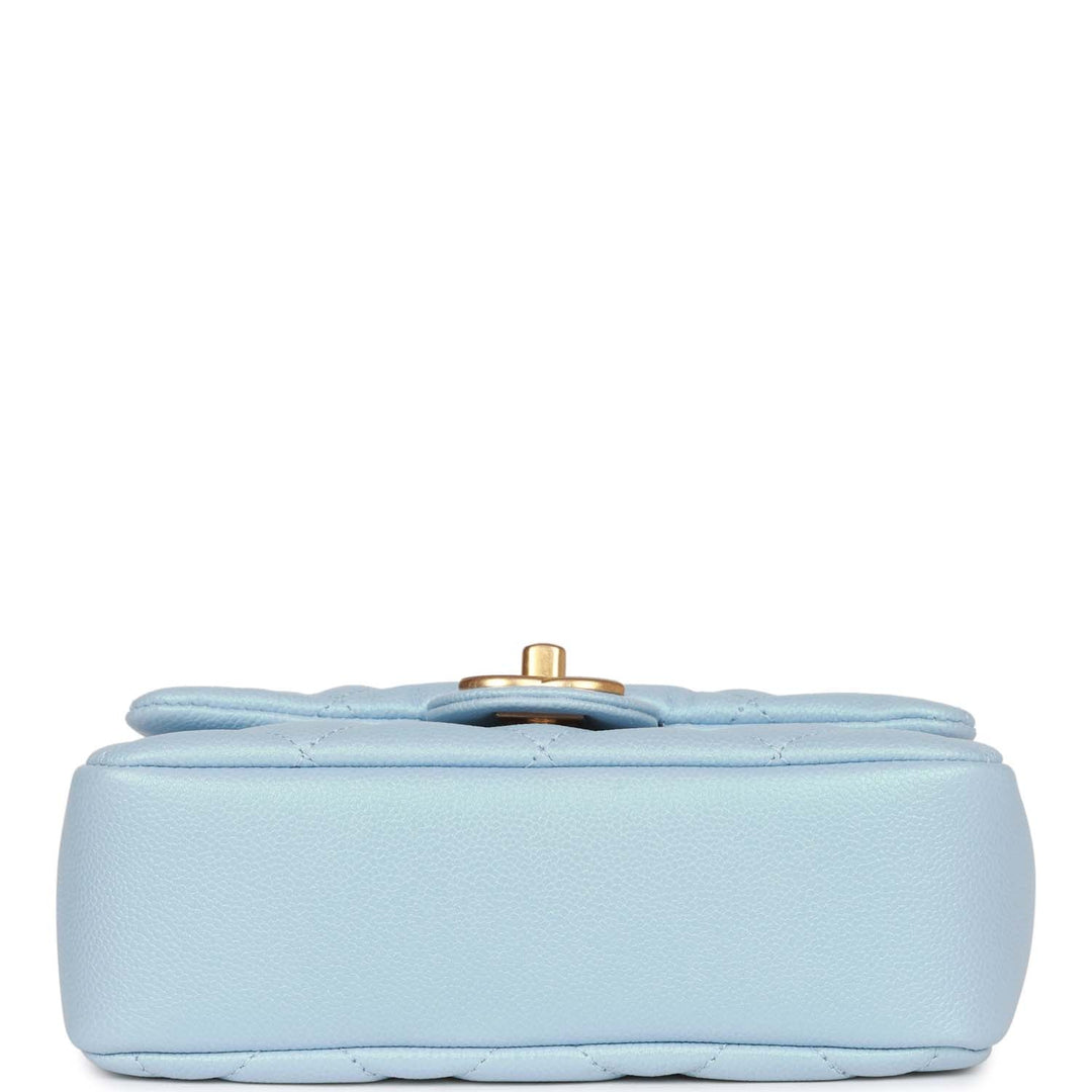 Top Quality Chanel My Perfect Mini Flap Bag Blue Iridescent Caviar Antique Gold Hardware
