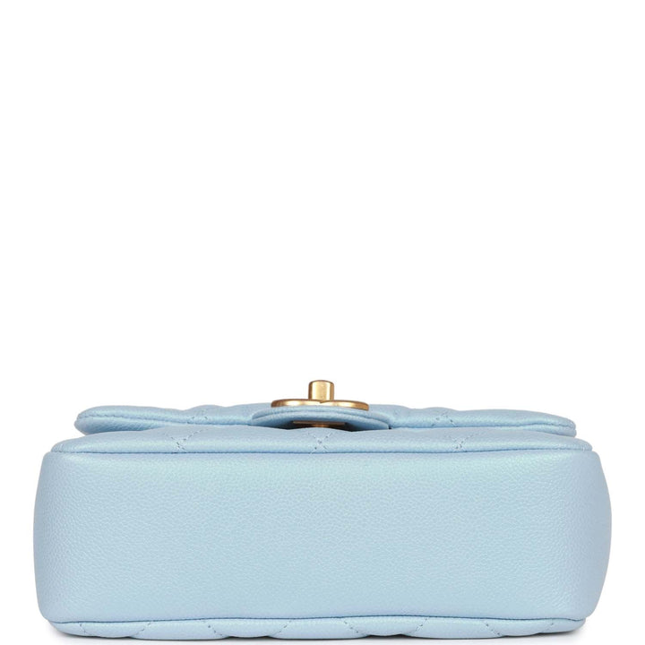 Top Quality Chanel My Perfect Mini Flap Bag Blue Iridescent Caviar Antique Gold Hardware