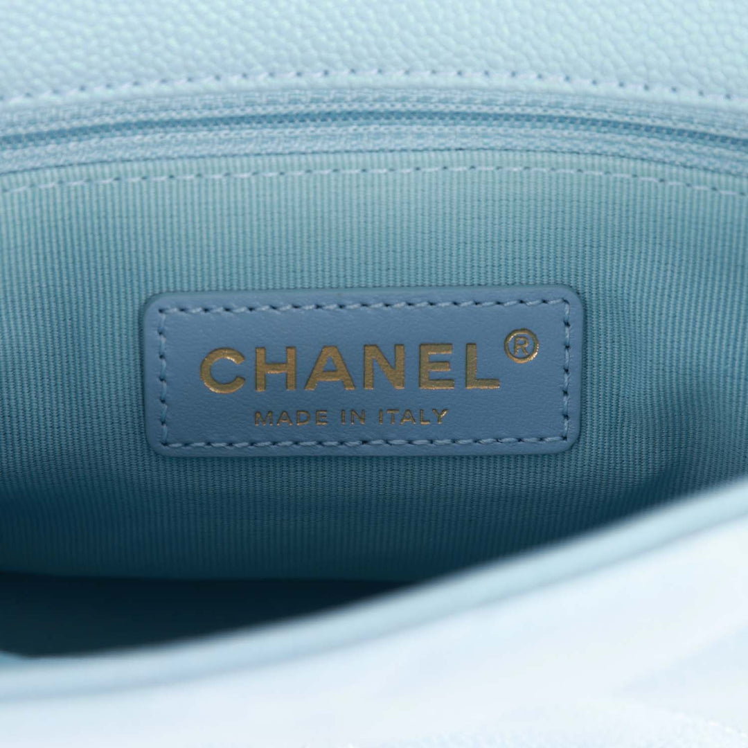 Top Quality Chanel My Perfect Mini Flap Bag Blue Iridescent Caviar Antique Gold Hardware