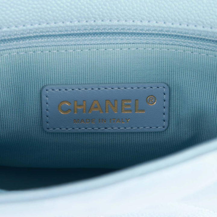 Top Quality Chanel My Perfect Mini Flap Bag Blue Iridescent Caviar Antique Gold Hardware