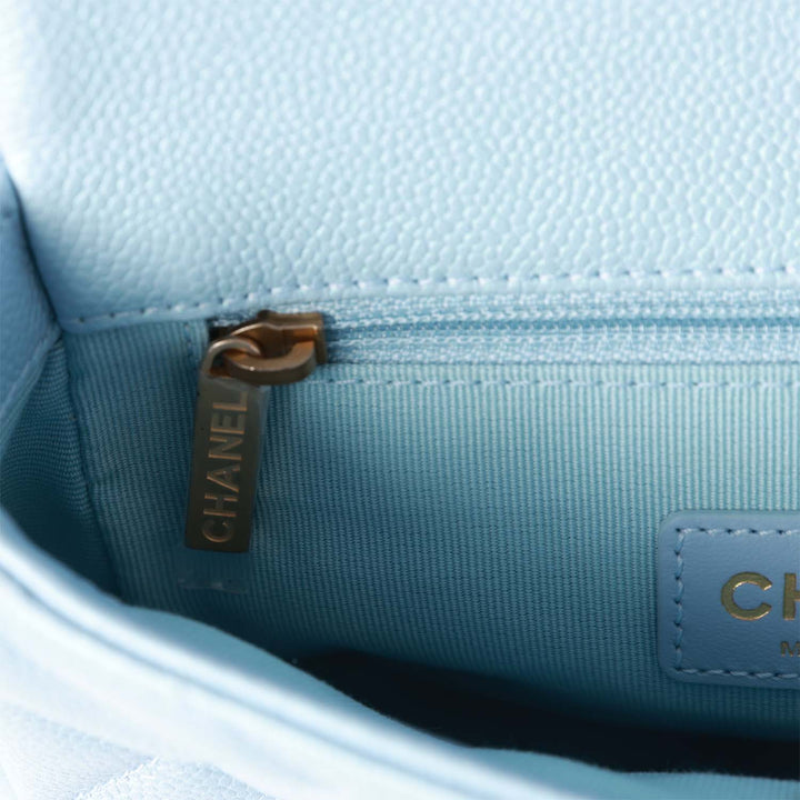 Top Quality Chanel My Perfect Mini Flap Bag Blue Iridescent Caviar Antique Gold Hardware