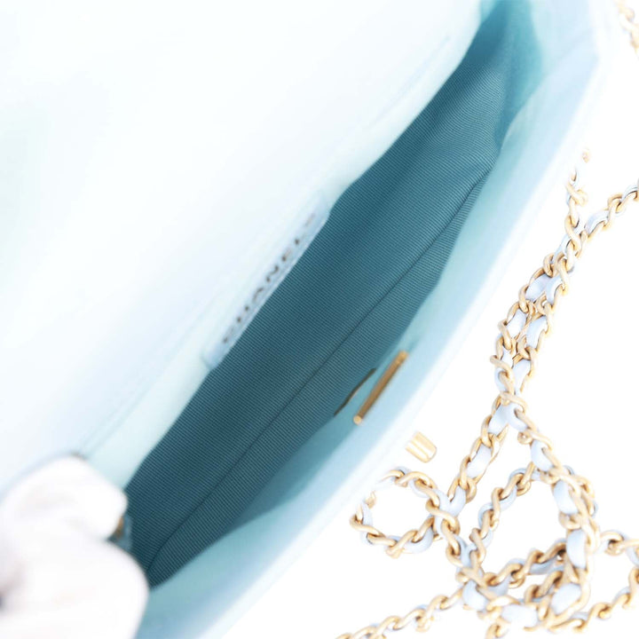 Top Quality Chanel My Perfect Mini Flap Bag Blue Iridescent Caviar Antique Gold Hardware