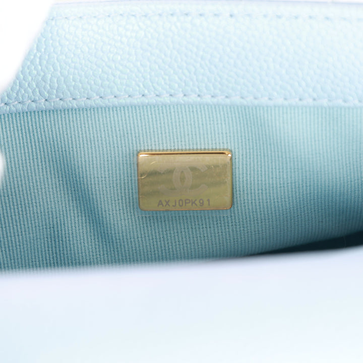 Top Quality Chanel My Perfect Mini Flap Bag Blue Iridescent Caviar Antique Gold Hardware
