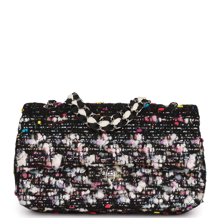 Top Quality Chanel Medium Classic Double Flap Multicolor Tweed Silver Hardware