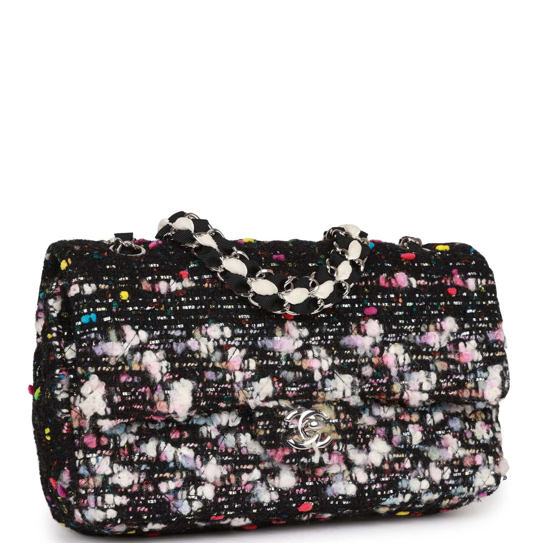 Top Quality Chanel Medium Classic Double Flap Multicolor Tweed Silver Hardware