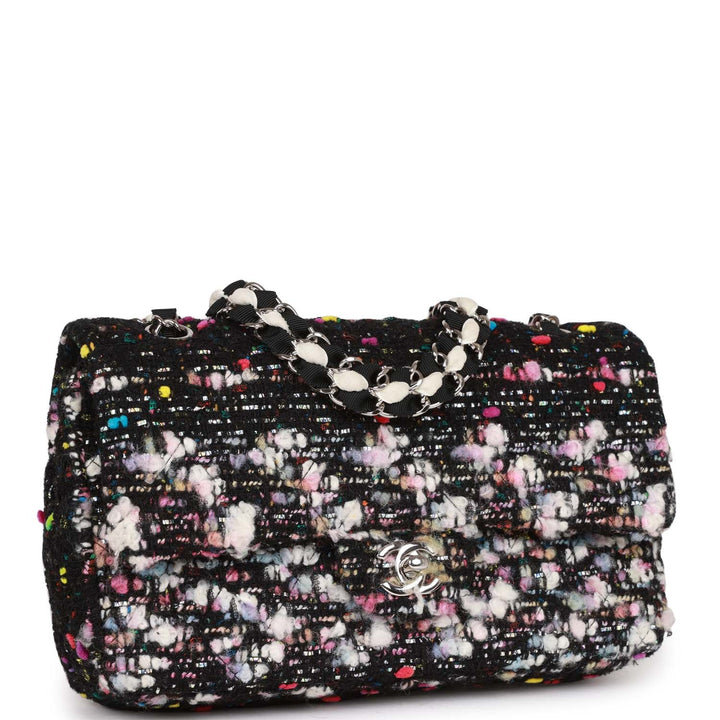 Top Quality Chanel Medium Classic Double Flap Multicolor Tweed Silver Hardware