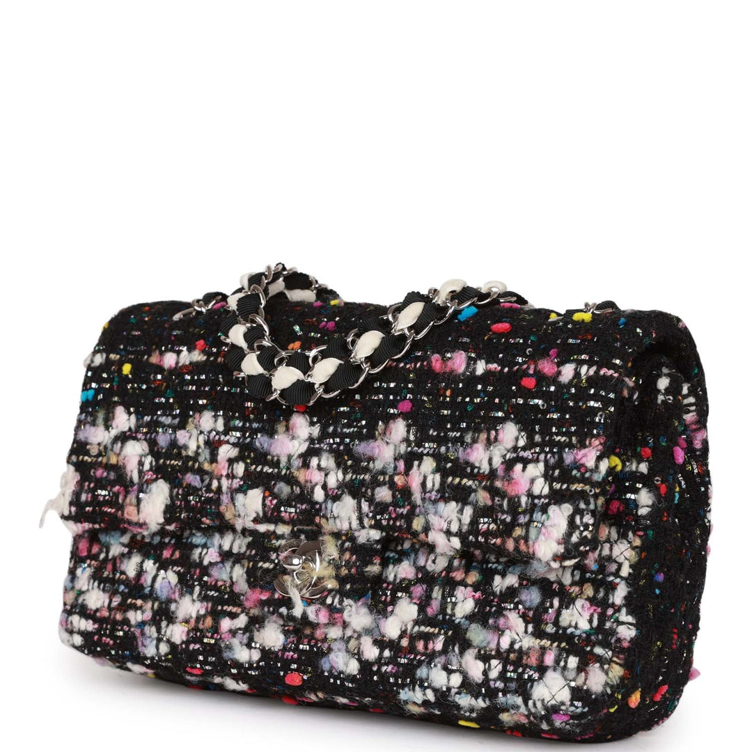 Top Quality Chanel Medium Classic Double Flap Multicolor Tweed Silver Hardware