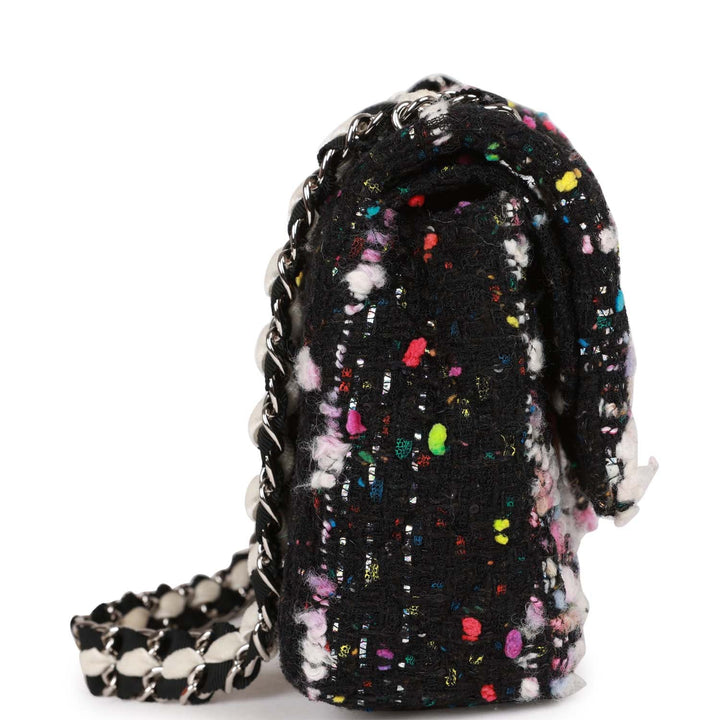Top Quality Chanel Medium Classic Double Flap Multicolor Tweed Silver Hardware
