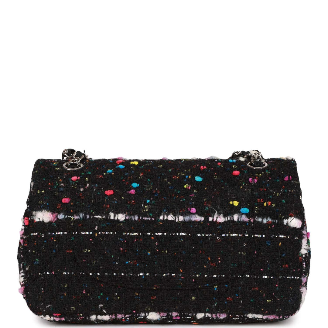 Top Quality Chanel Medium Classic Double Flap Multicolor Tweed Silver Hardware