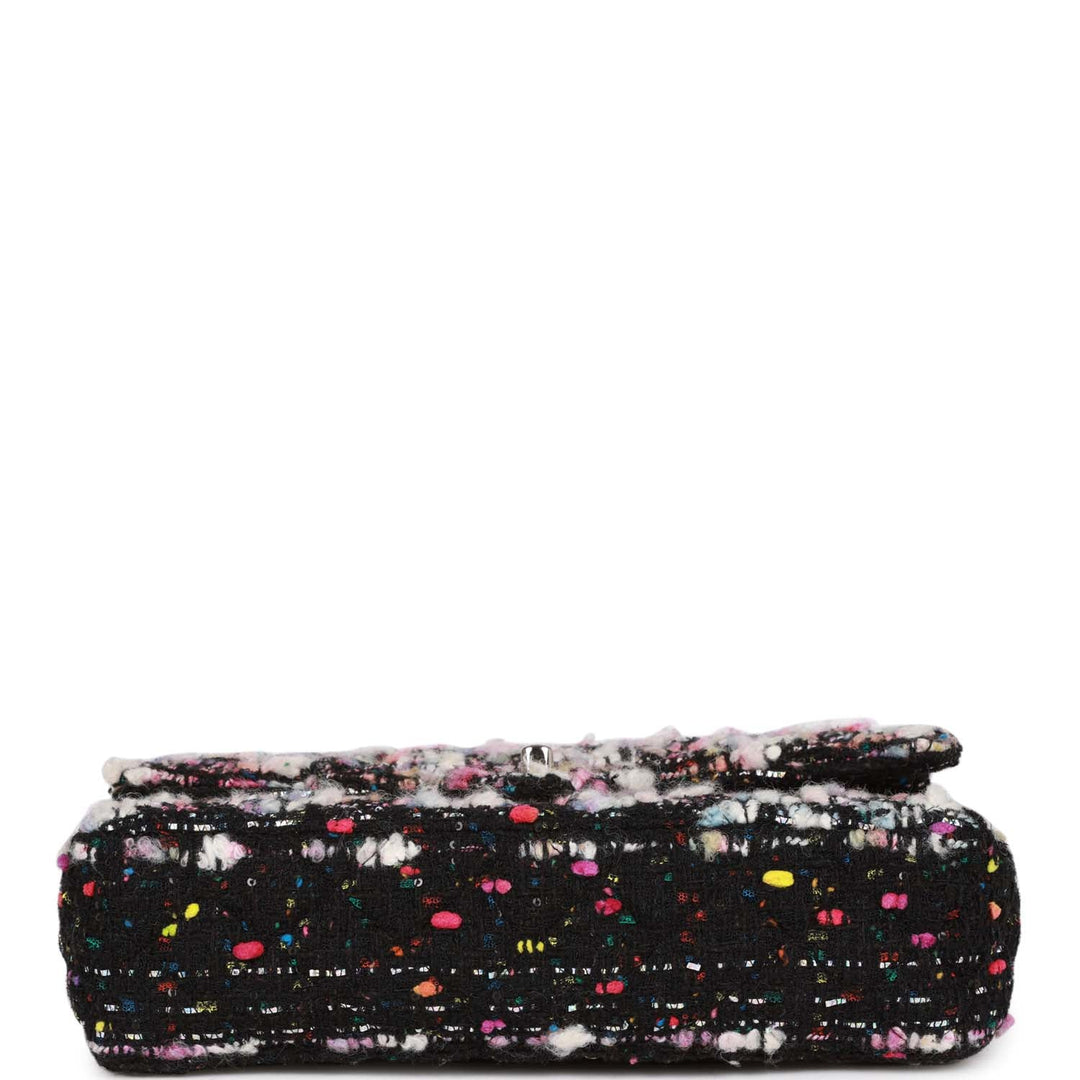 Top Quality Chanel Medium Classic Double Flap Multicolor Tweed Silver Hardware
