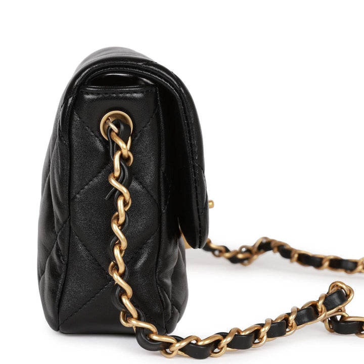 Top Quality Chanel Heart Mini Flap Bag Black Lambskin Antique Gold Hardware
