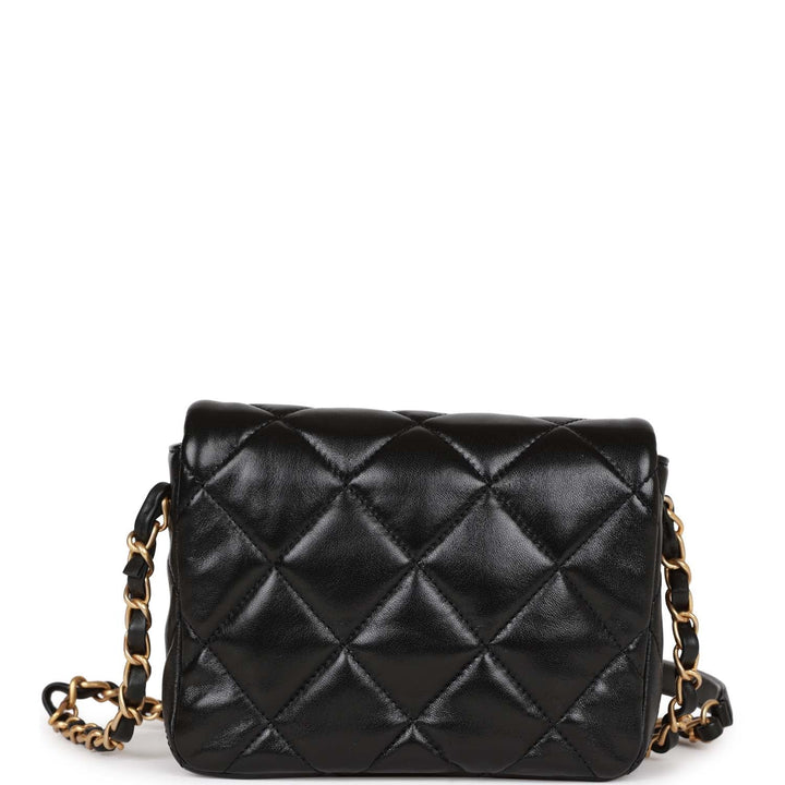 Top Quality Chanel Heart Mini Flap Bag Black Lambskin Antique Gold Hardware