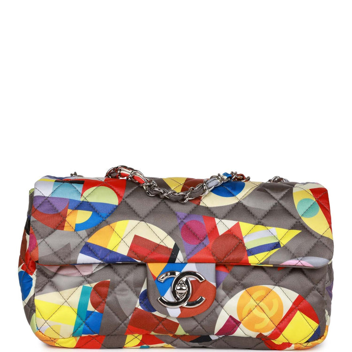 Top Quality Chanel Medium Flap Bag Coco Color Multicolor Nylon Silver Hardware