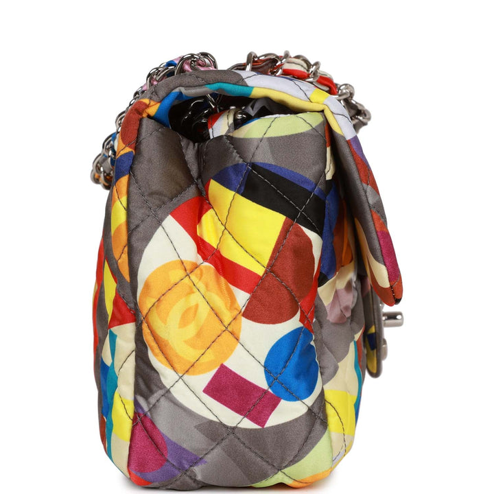 Top Quality Chanel Medium Flap Bag Coco Color Multicolor Nylon Silver Hardware