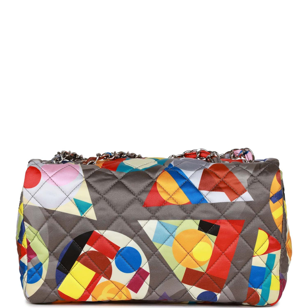 Top Quality Chanel Medium Flap Bag Coco Color Multicolor Nylon Silver Hardware