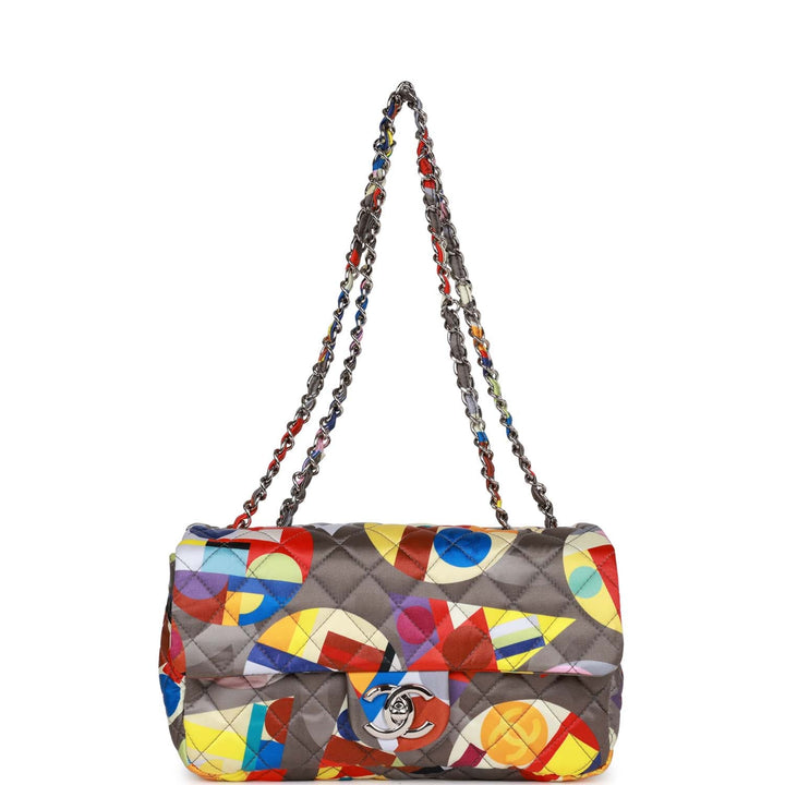 Top Quality Chanel Medium Flap Bag Coco Color Multicolor Nylon Silver Hardware