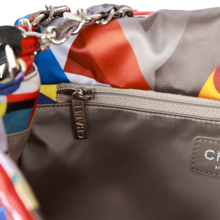 Top Quality Chanel Medium Flap Bag Coco Color Multicolor Nylon Silver Hardware