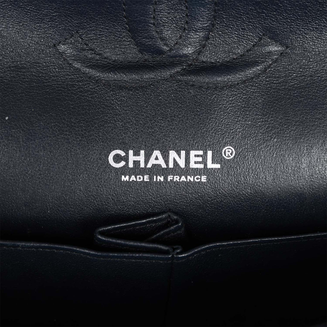 Top Quality Chanel Medium Classic Double Flap Bag White and Black Tweed Boucle Silver Hardware