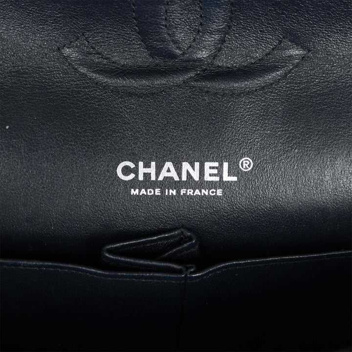 Top Quality Chanel Medium Classic Double Flap Bag White and Black Tweed Boucle Silver Hardware