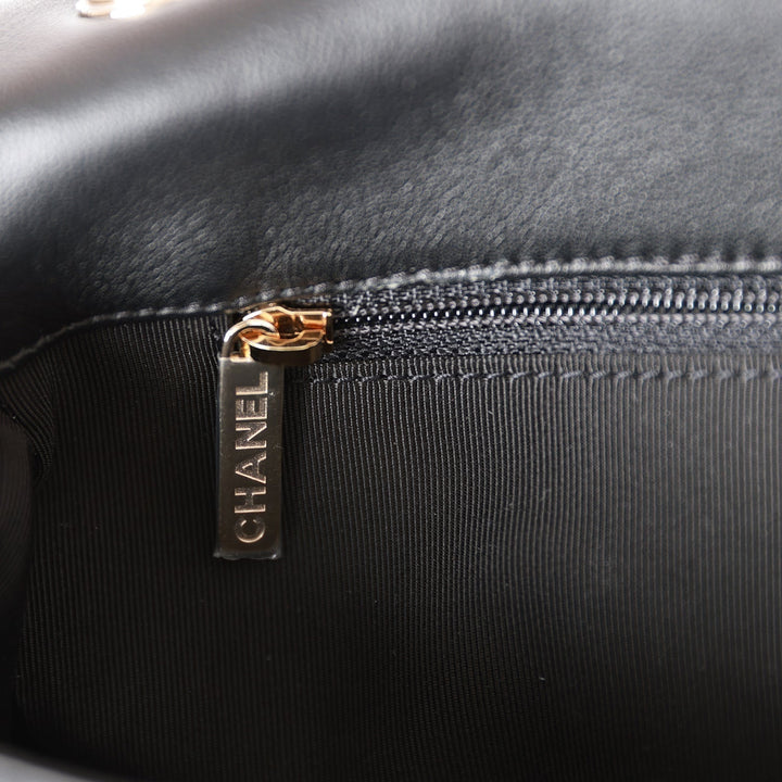 Top Quality Chanel Medium Pearl Handle Flap Bag Dark Blue Tweed Boucle Light Gold Hardware