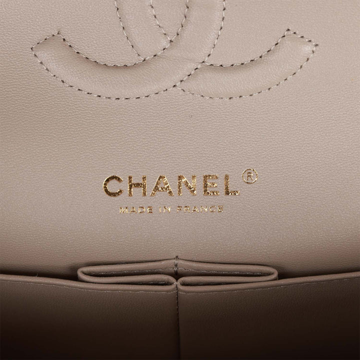 Top Quality Chanel Medium Classic Double Flap Bag Grey Suede Light Gold Hardware