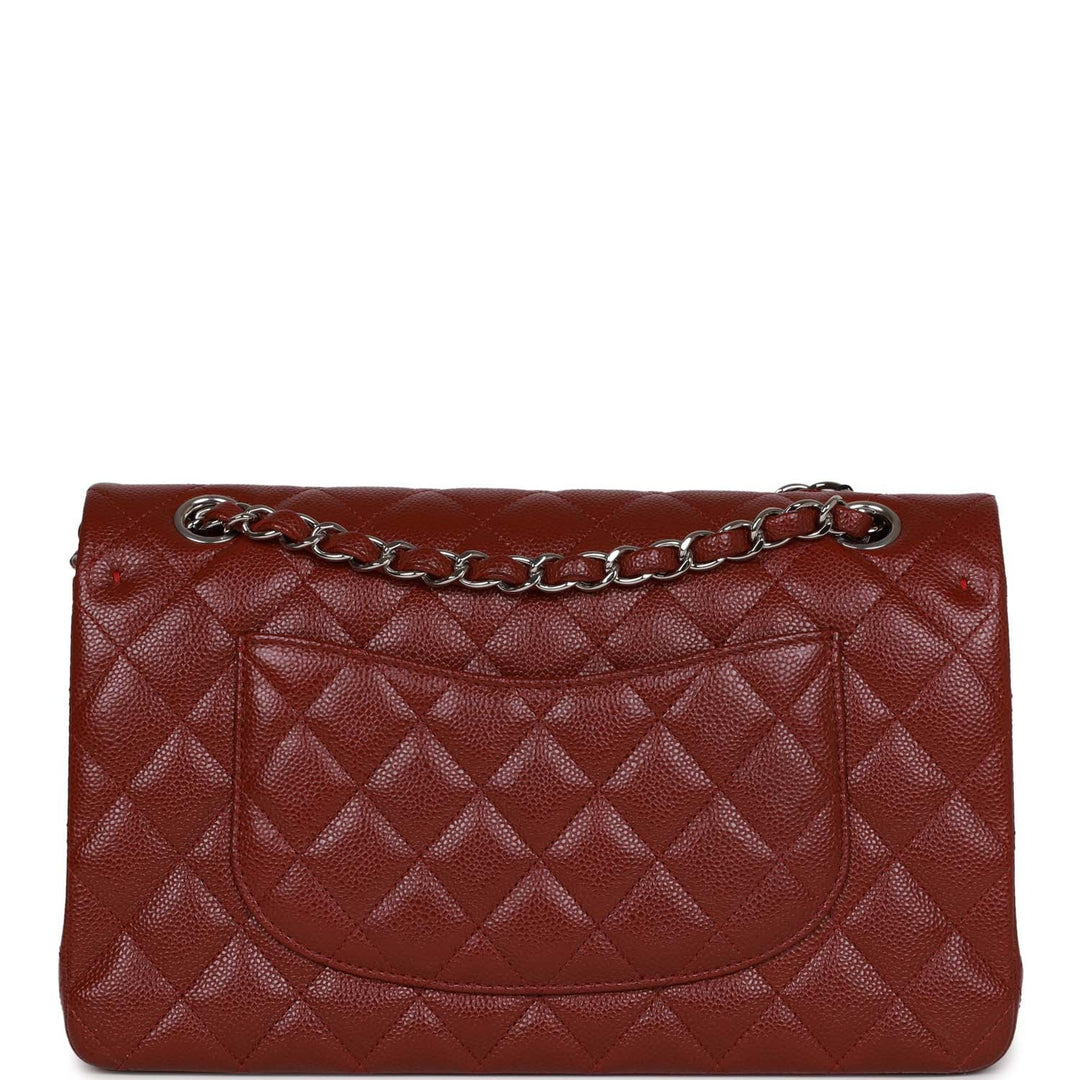 Top Quality Chanel Medium Classic Double Flap Bag Burgundy Caviar Silver Hardware