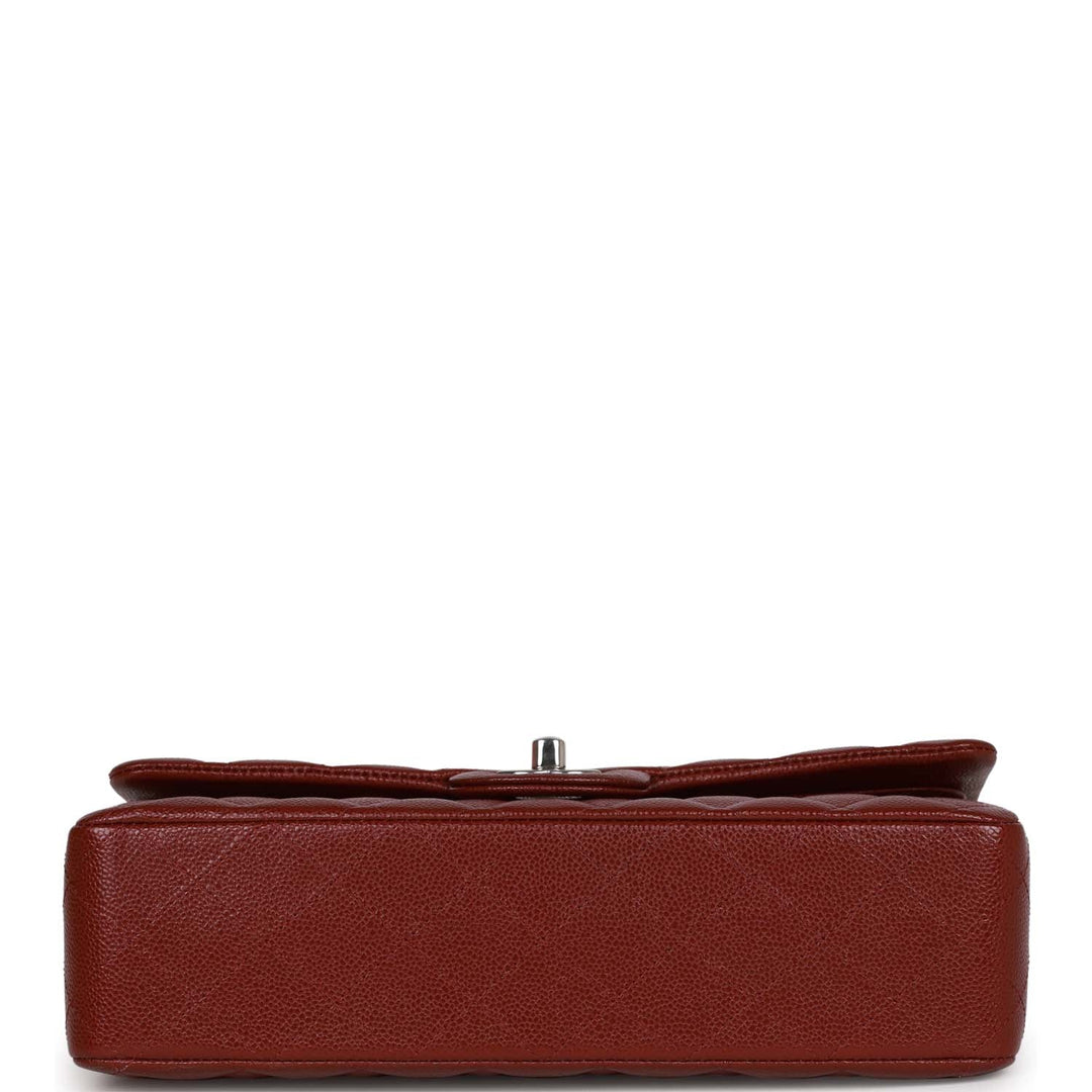 Top Quality Chanel Medium Classic Double Flap Bag Burgundy Caviar Silver Hardware