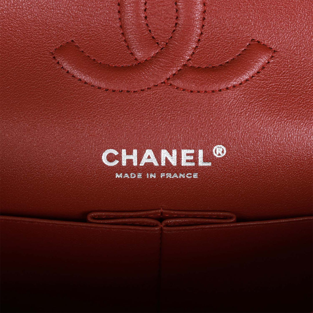 Top Quality Chanel Medium Classic Double Flap Bag Burgundy Caviar Silver Hardware