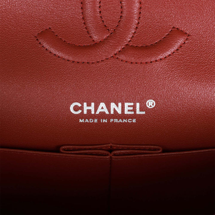 Top Quality Chanel Medium Classic Double Flap Bag Burgundy Caviar Silver Hardware