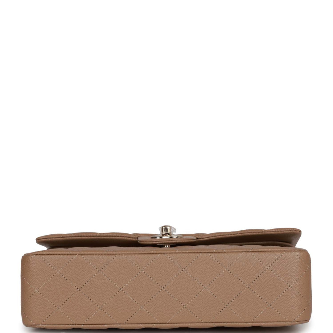 Top Quality Chanel Medium Classic Double Flap Bag Dark Beige Caviar Light Gold Hardware