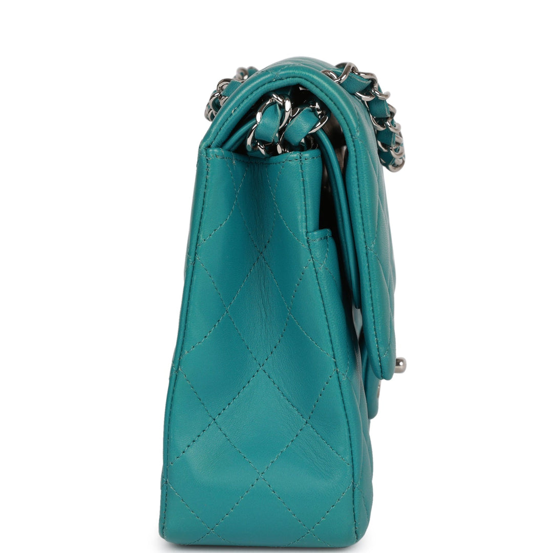 Top Quality Chanel Medium Classic Double Flap Bag Blue Lambskin Silver Hardware