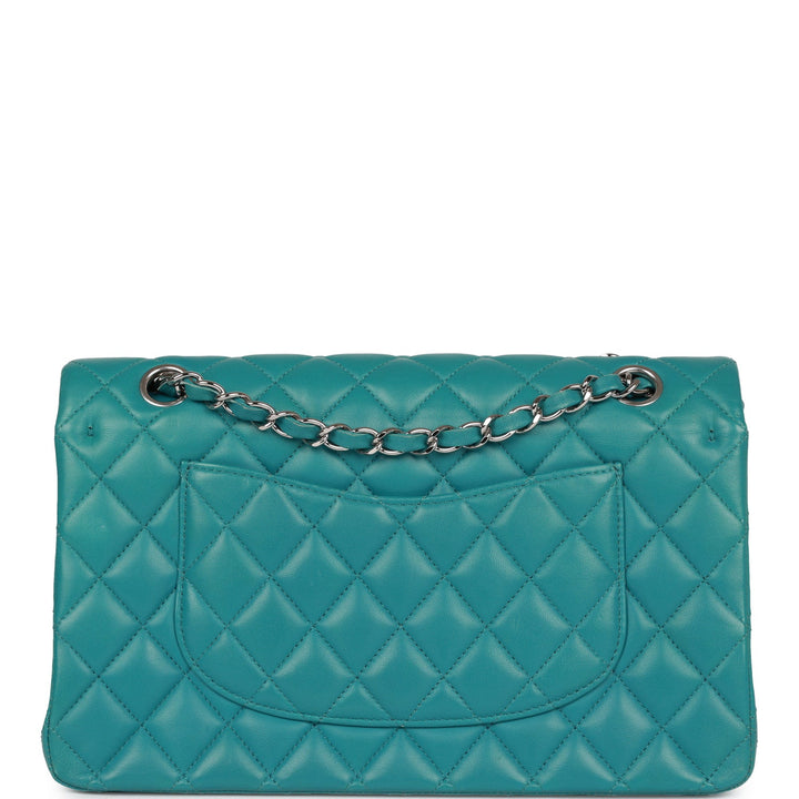 Top Quality Chanel Medium Classic Double Flap Bag Blue Lambskin Silver Hardware