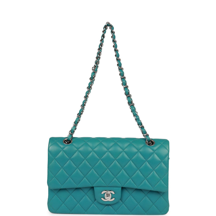 Top Quality Chanel Medium Classic Double Flap Bag Blue Lambskin Silver Hardware