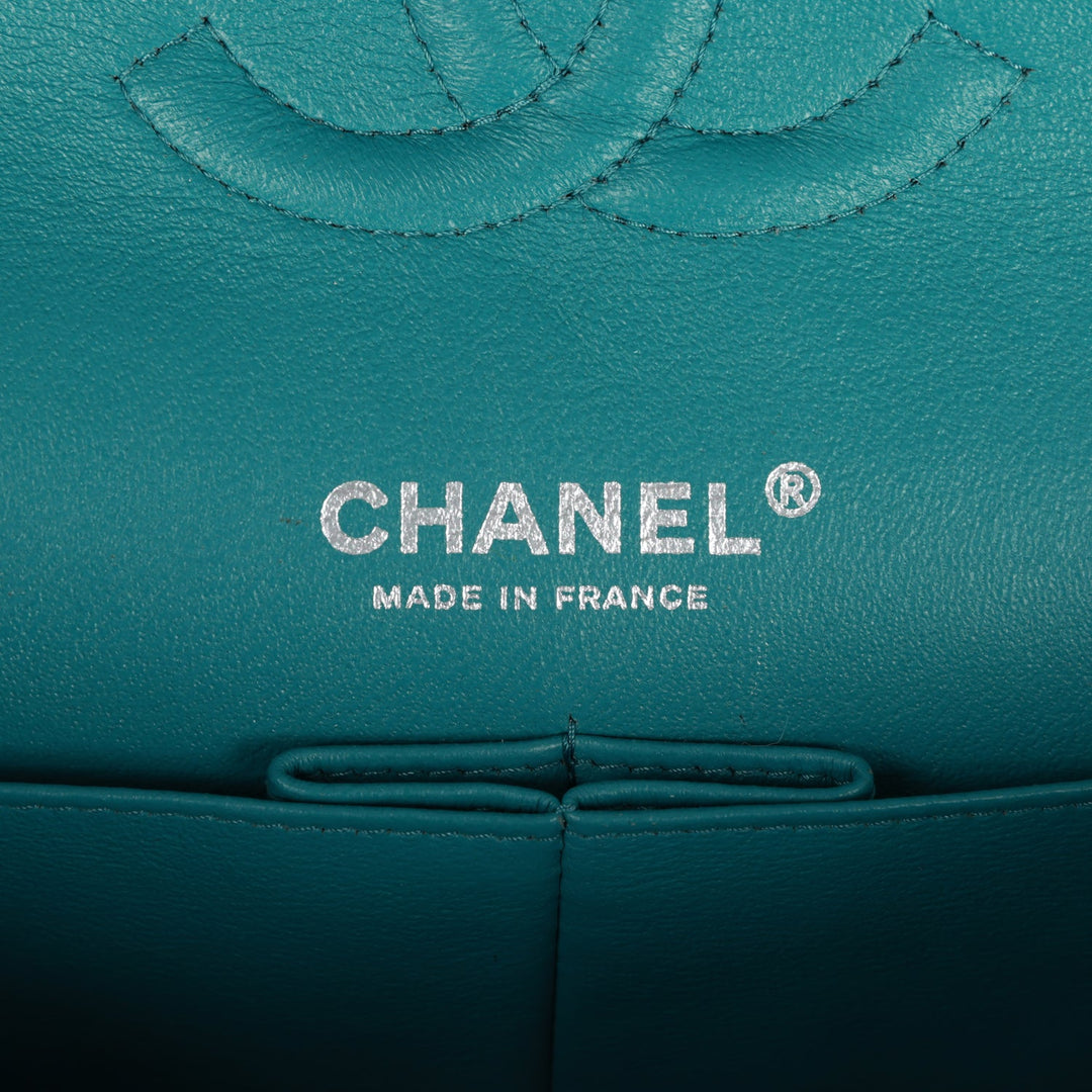 Top Quality Chanel Medium Classic Double Flap Bag Blue Lambskin Silver Hardware