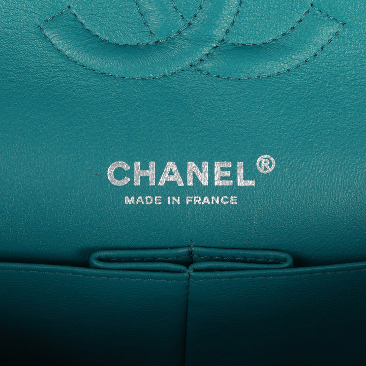 Top Quality Chanel Medium Classic Double Flap Bag Blue Lambskin Silver Hardware