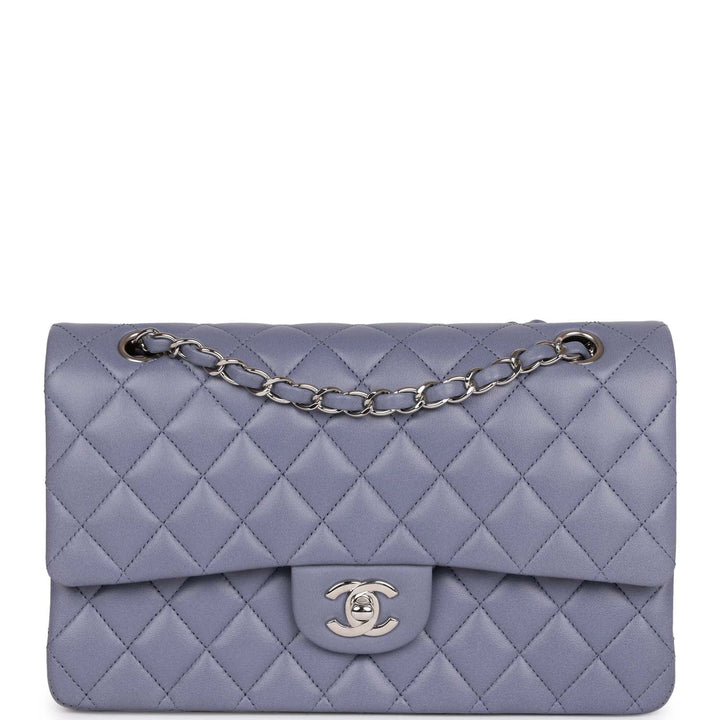 Top Quality Chanel Medium Classic Double Flap Bag Purple Lambskin Silver Hardware